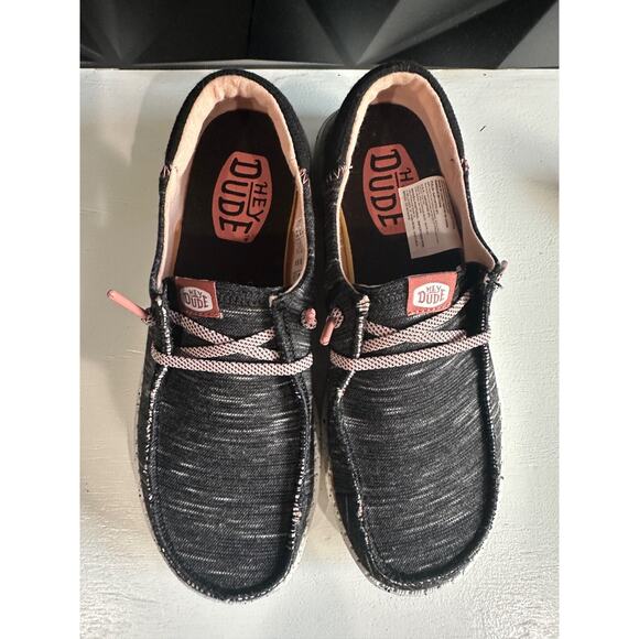 Hey Dude Womens Wendy Funk Jersey Black Pink Slip On Shoes Size 7 - Picture 12 of 13